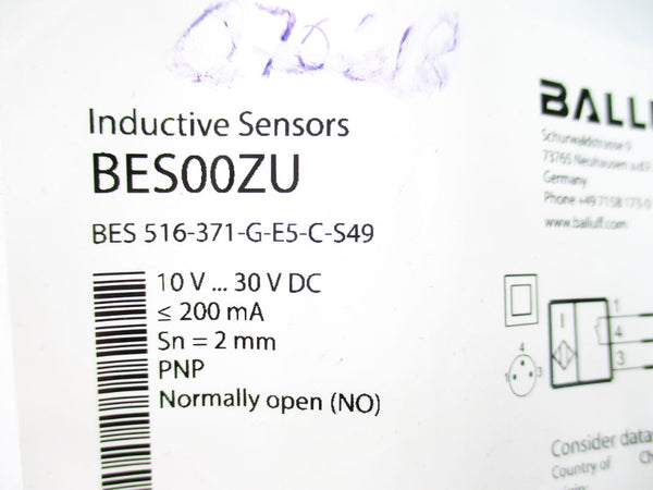 BALLUFF BES00ZU BES516-371-G-E5-C-S49 10-30VDC NSMP