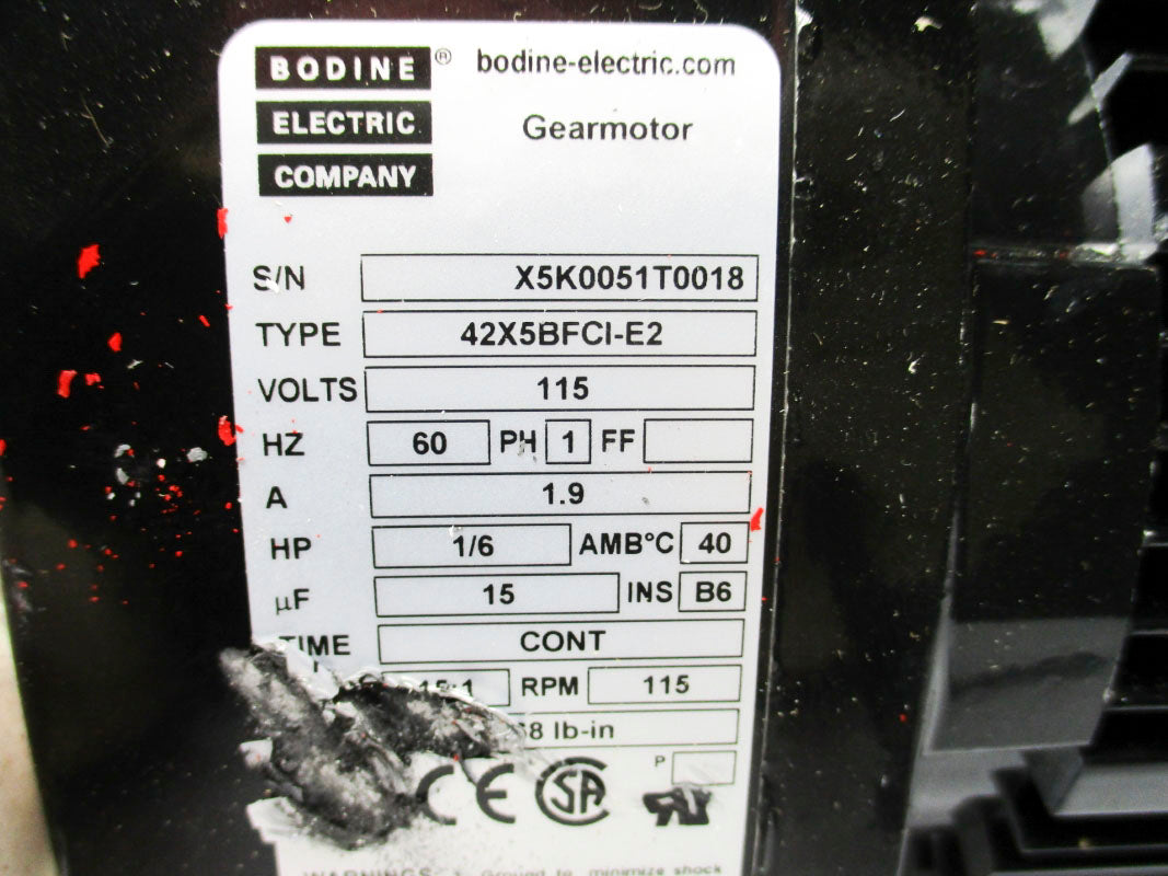 BODINE ELECTRIC 42X5BFCI-E2 115V 1.9A NSNP
