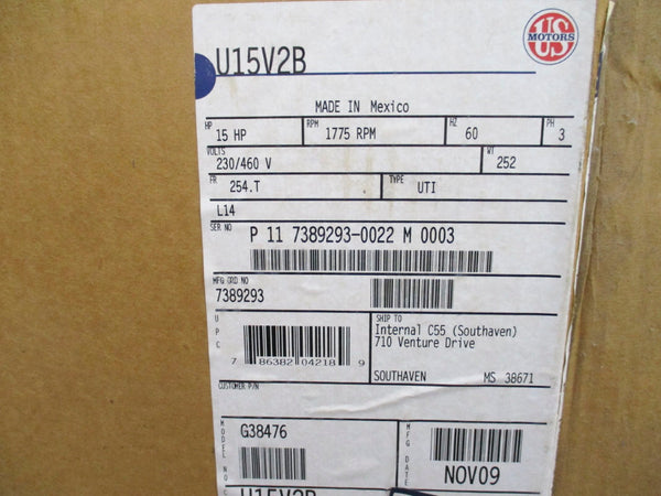 US MOTORS U15V2B 230/460V NSMP
