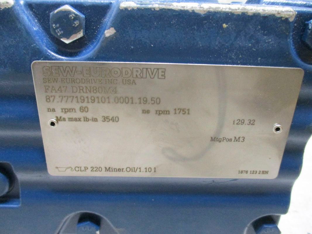 SEW-EURODRIVE FA47DRN80M4 87.7771919101.0001.19.50 230/460V NSNP