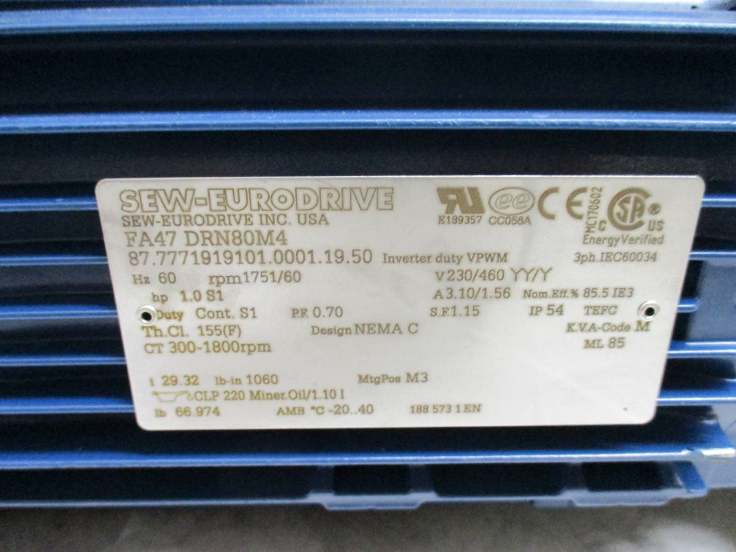 SEW-EURODRIVE FA47DRN80M4 87.7771919101.0001.19.50 230/460V NSNP