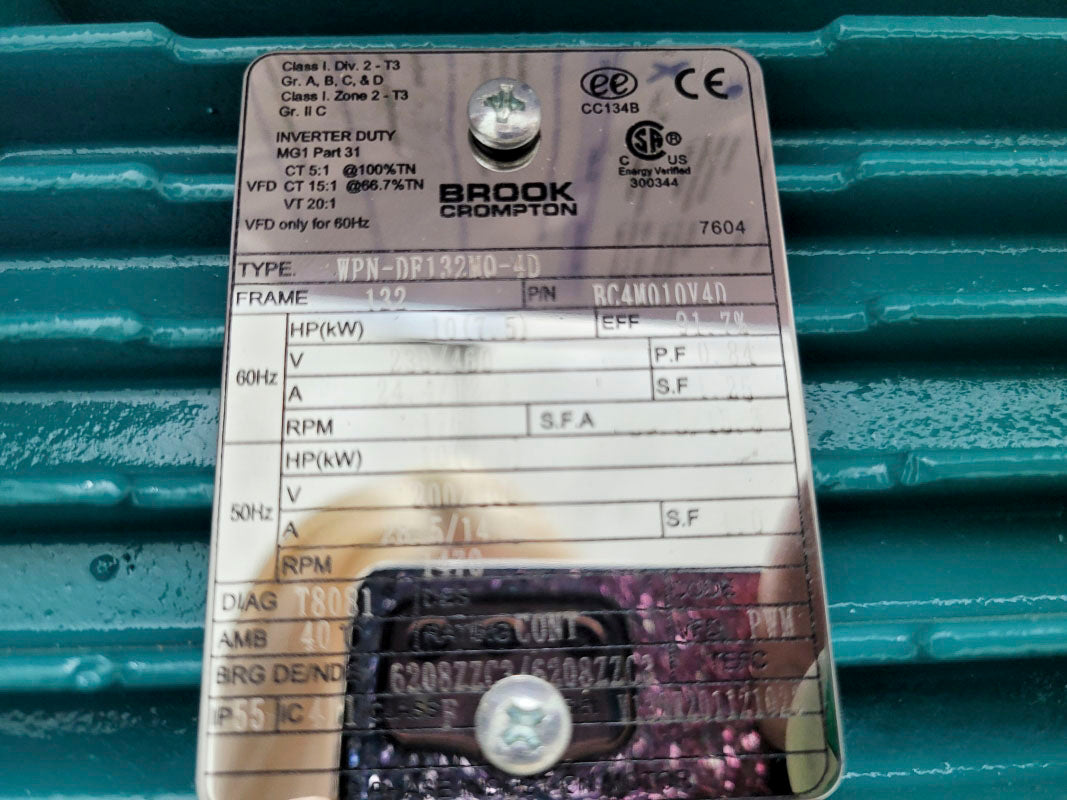 BROOK CROMPTON WPN-DF132M0-4D 230/460V 24.4/12.2A NSNP