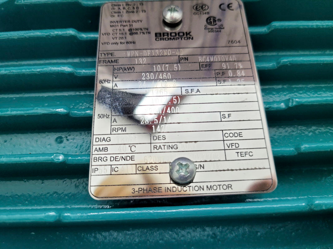 BROOK CROMPTON WPN-DF132M0-4D 230/460V 24.4/12.2A NSNP