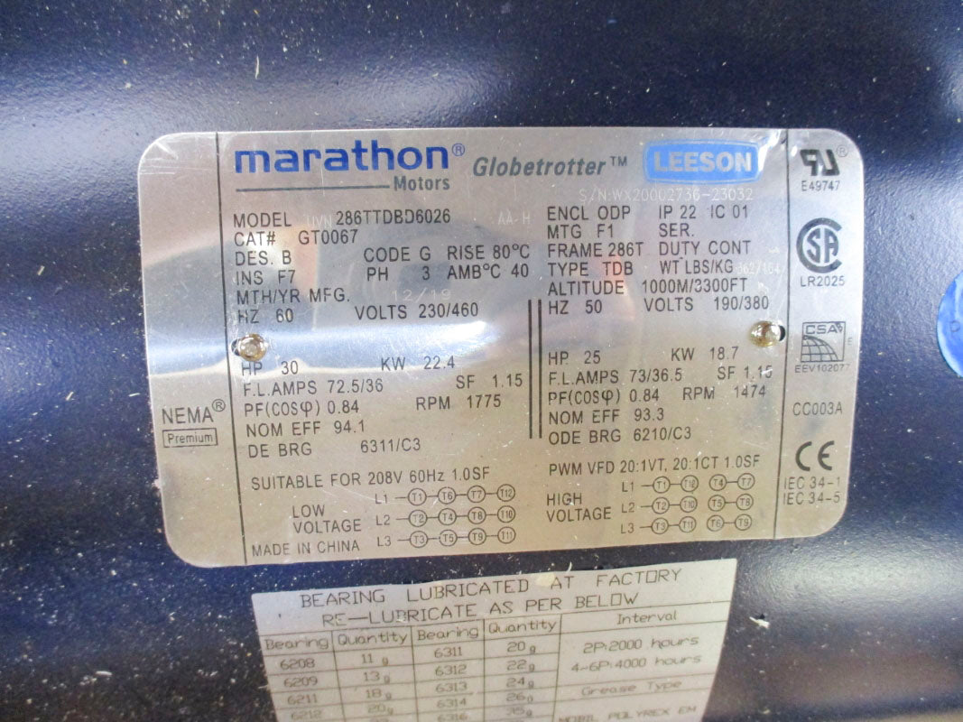 MARATHON 286TTDBD6026 230/460V 72.5/36A NSNP