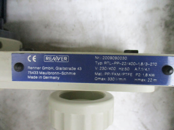 RENNER RTL-PP-22/400-1.8/3-270 230/400V 7.1/4.1A NSNP