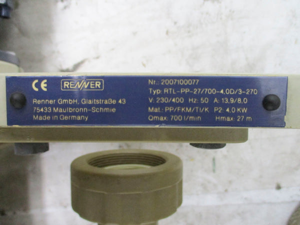 RENNER RTL-PP-27/700-4.0D/3-270 230/400V 13.9/8.0A NSNP