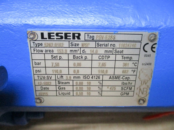 LESER PSV-E2SS 5262.0162 110PSIG NSMP