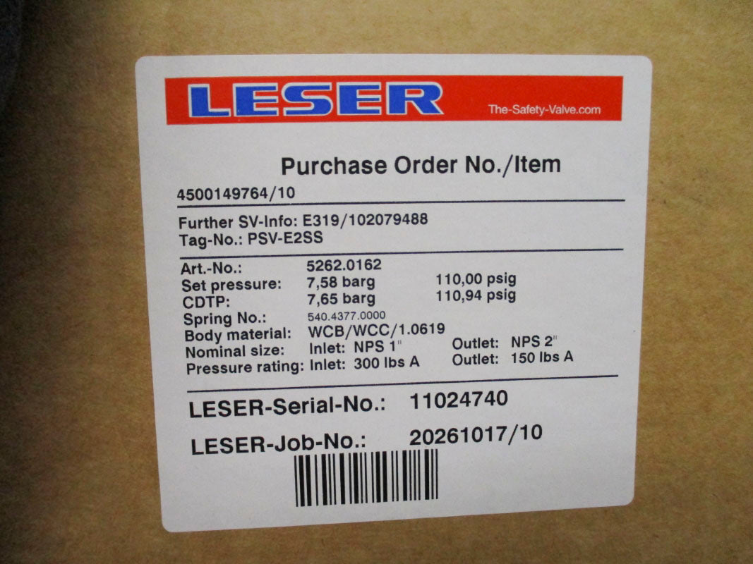 LESER PSV-E2SS 5262.0162 110PSIG NSMP