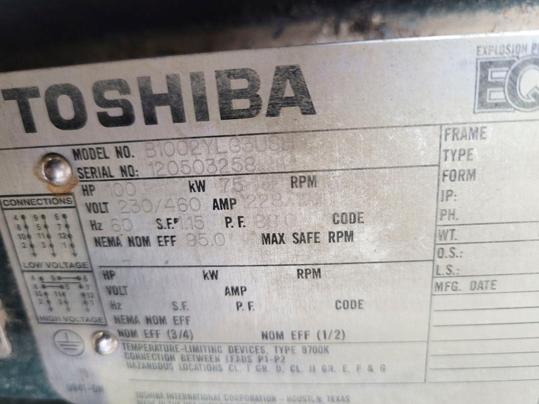 TOSHIBA B1002YLG3USH 230/460V 228/114A NSMP