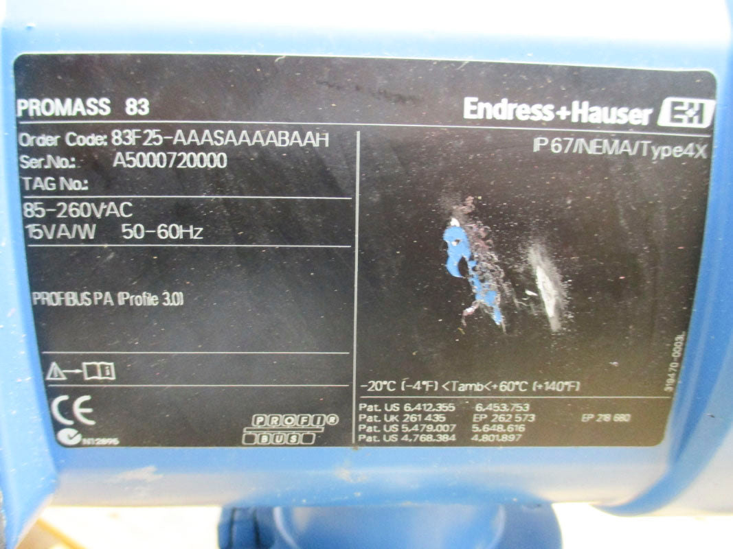 ENDRESS+HAUSER 83F25-AAASAAAABAAH 85-260VAC 600PSI NSNP