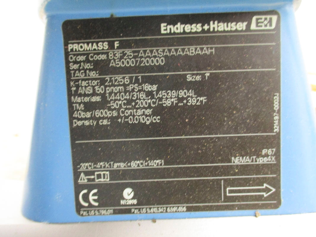 ENDRESS+HAUSER 83F25-AAASAAAABAAH 85-260VAC 600PSI NSNP