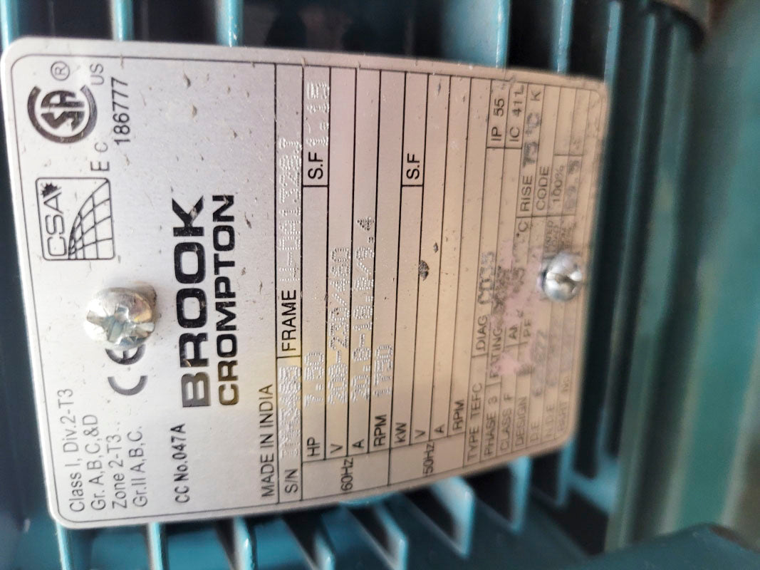 BROOK CROMPTON W-DA132SJ 208-230/460V 20.8-18.8/9.4A NSNP