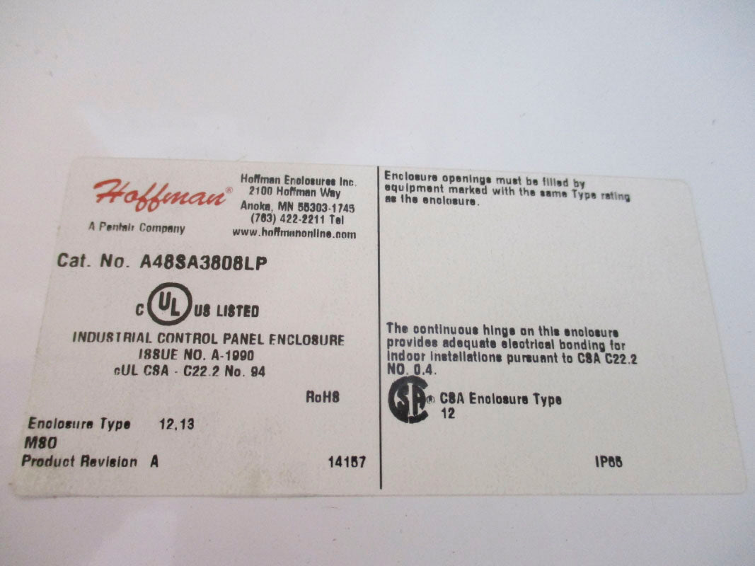 HOFFMAN A48SA3808LP NSNP