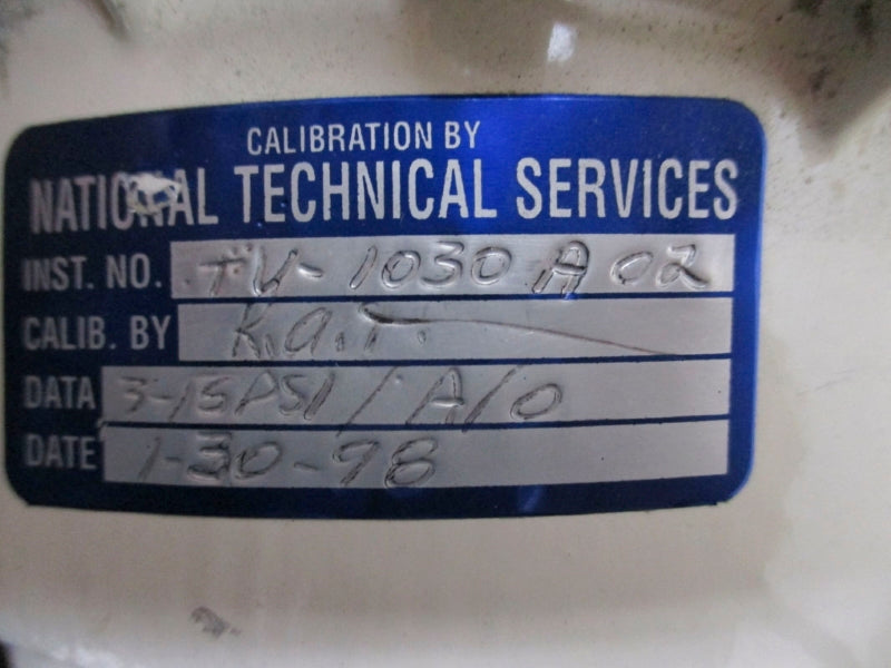 VALTEK NATIONAL TECHNICAL SERVICES TV-1030-A02 3-15PSI NSNP