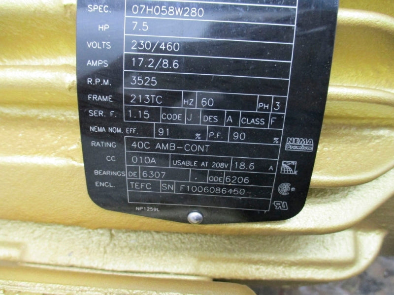 AMPCO PUMPS AC316MDG21T-E 2-1/2 X 1-1/2 ASSY 7.5 HP MOTOR NSNP