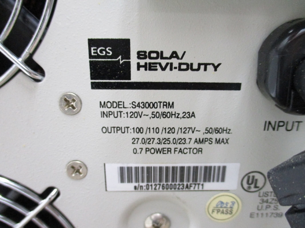 SOLA HEVI-DUTY S43000TRM SOLA 4000 120V 23A NSNP