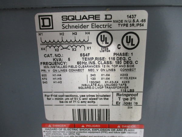 SQUARE D 5S4F 5KVA 600V NSMP