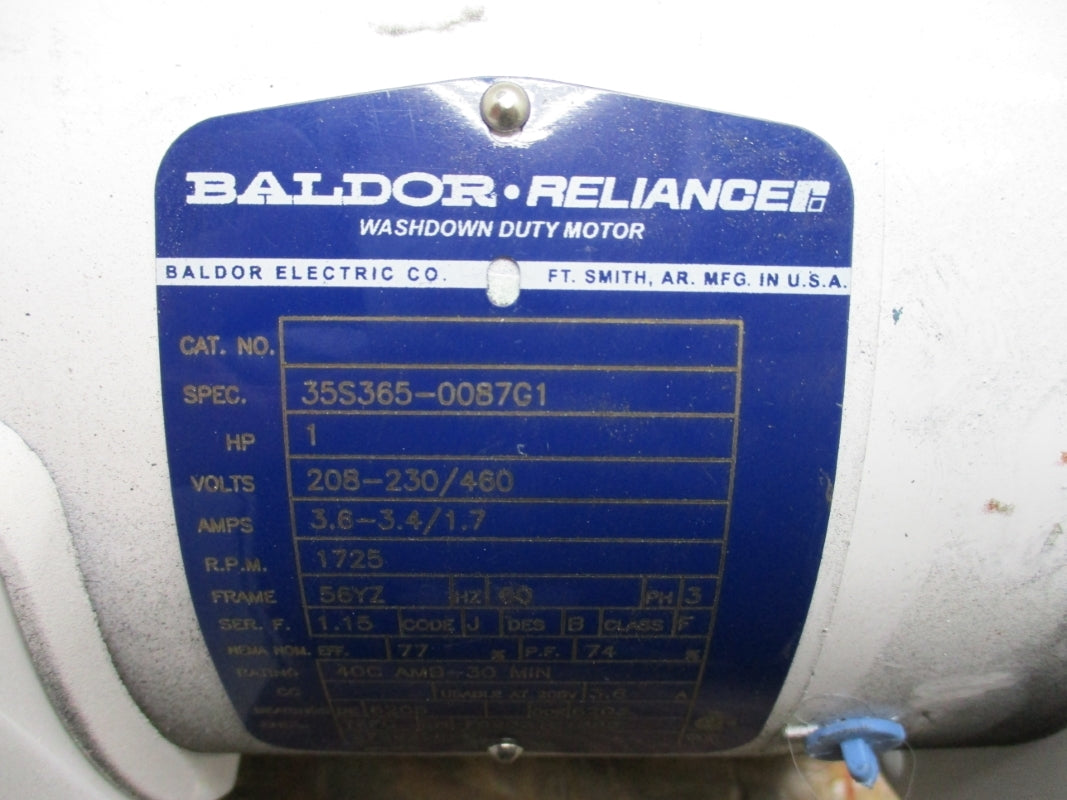 BALDOR 35S365-0087G1 208-230/460V 3.6-3.4/1.7A NSNP
