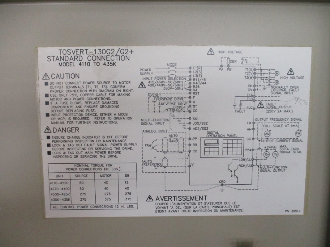 TOSHIBA TOSVERT-VT130G2+4110 11KVA 460V 17A NSNP