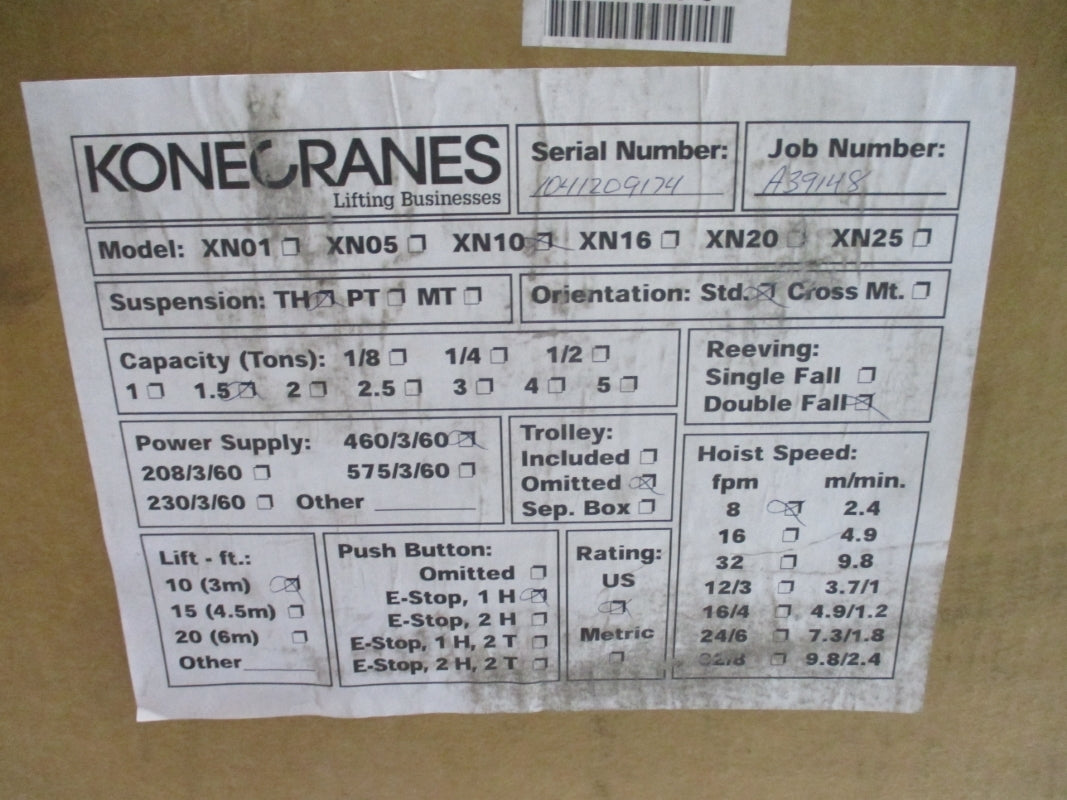 KONECRANES XN10 1.5 TON DOUBLE FALL NSMP