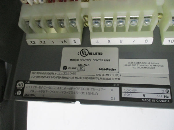 ALLEN BRADLEY SIZE 4 2112B-EAC-4LG-4TLA-6P67FEC3FYG-17-20J-49BT-79UT-90-751S-851SHLA  600V NSNP
