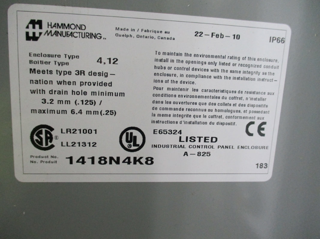 HAMMOND MANUFACTURING 1418N4K8 NSNP