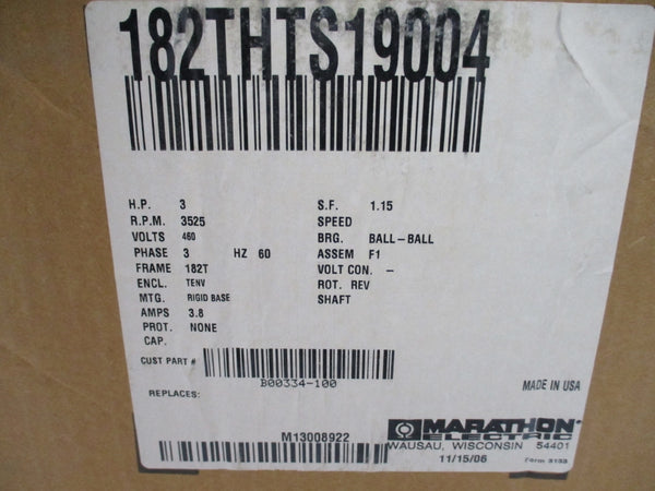 MARATHON ELECTRIC 182THTS19004 460V 3.8A NSMP