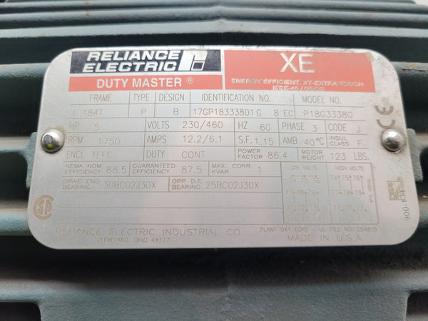 RELIANCE ELECTRIC P18G3338G 184T 5HP 230/460V 12.2/6.1A NSNP
