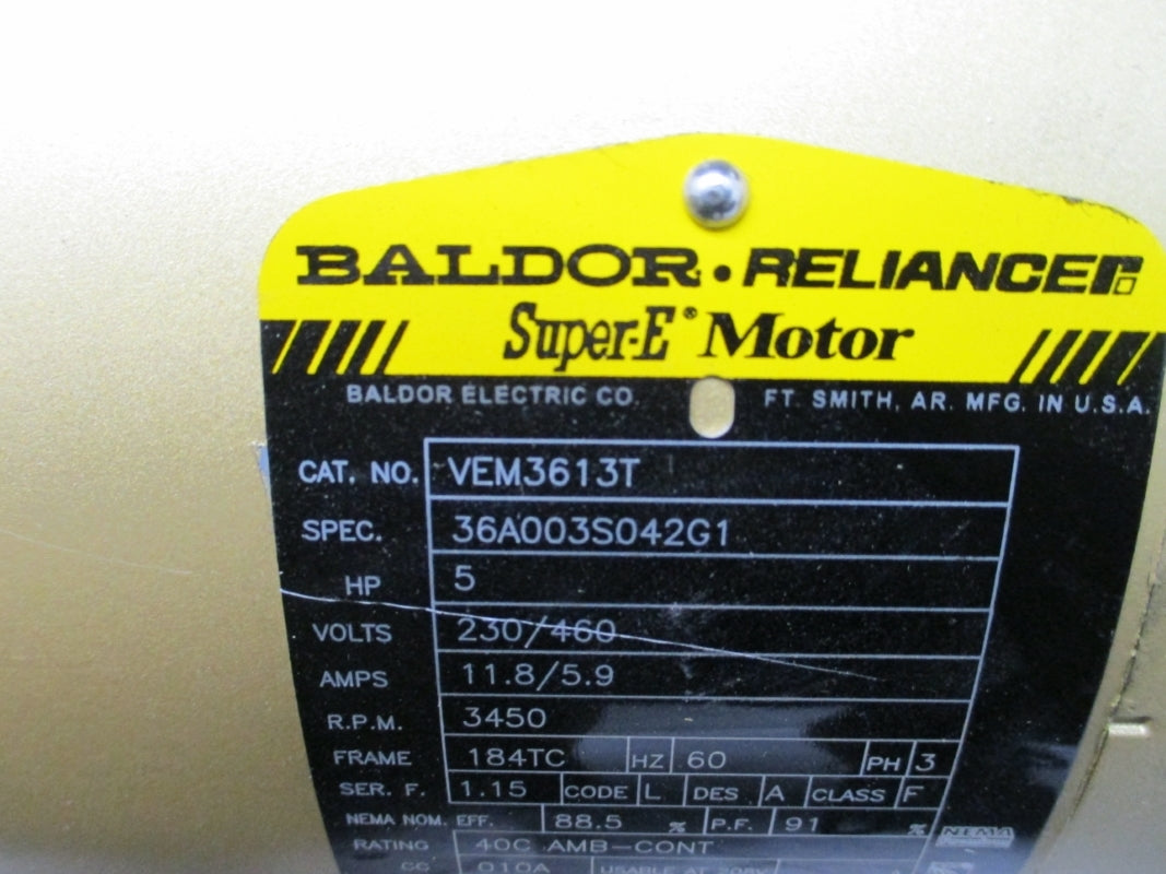BALDOR VEM3613T 36A003S042G1 230/460V 11.8/5.9A NSNP