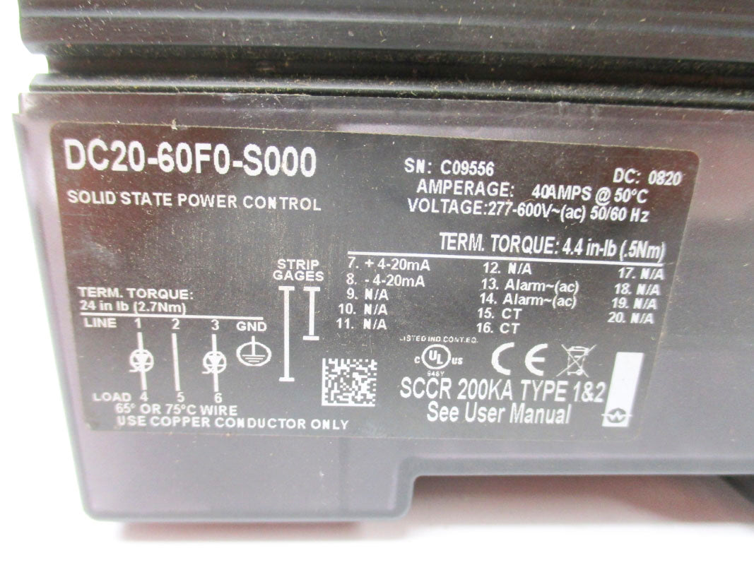 WATLOW DC20-60F0-S000 277-600VAC 40A NSNP