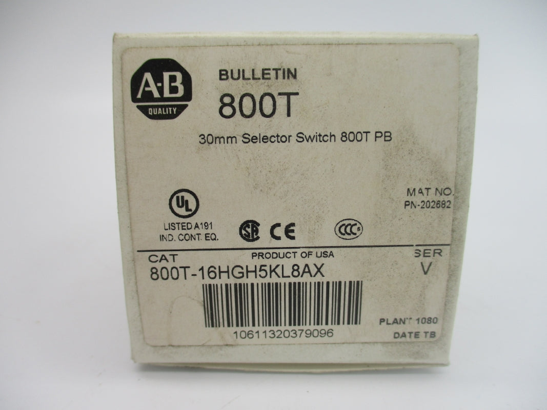 ALLEN BRADLEY 800T-16HGH5KL8AX SER. V 120V (WH) NSMP