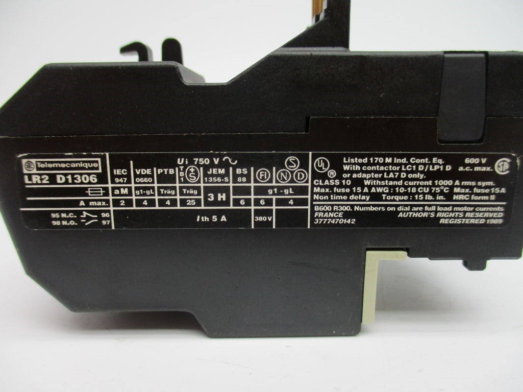 TELEMECANIQUE LR2D1306 600VAC 1-1.6A NSNP