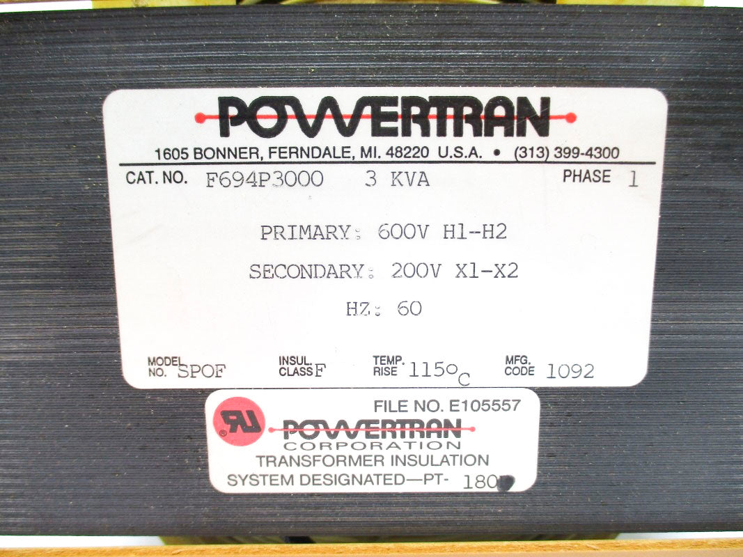 POWERTRAN F694P3000 600V 3KVA NSNP