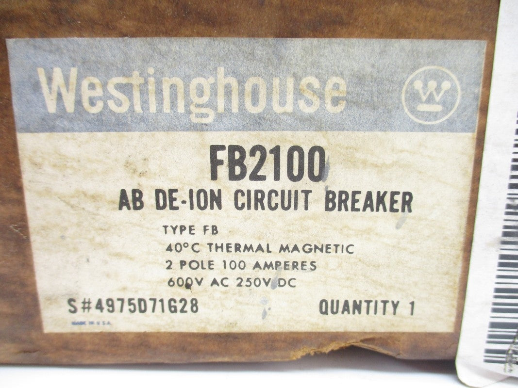 WESTINGHOUSE FB2100 600VAC 100A NSMP