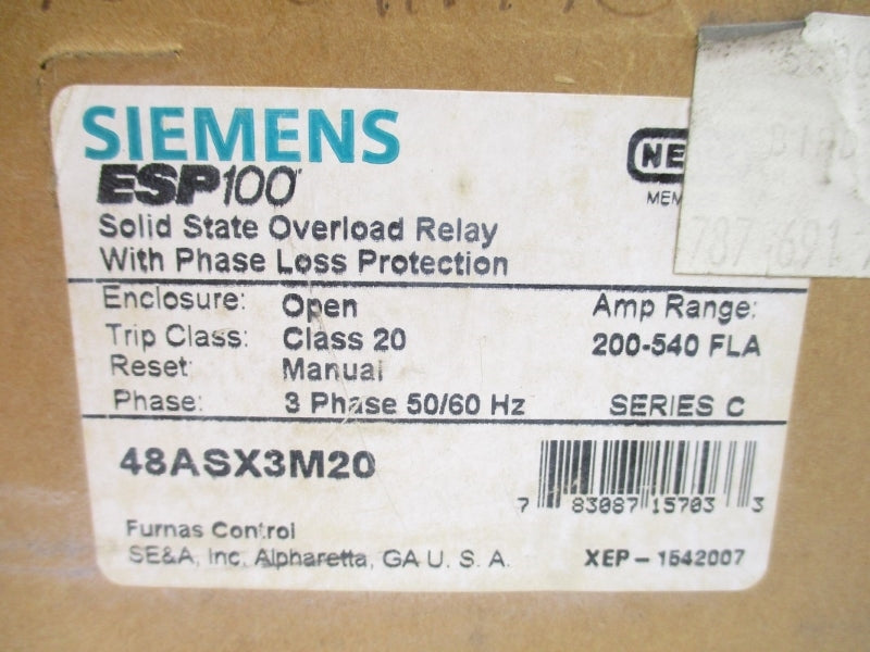 SIEMENS 48ASX3M20 SER. C 600VAC 200-540A NSMP