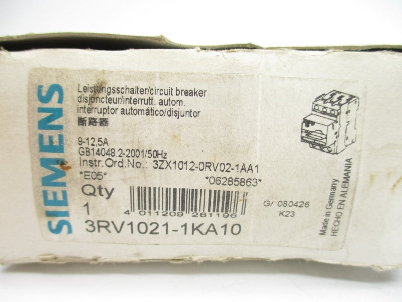 SIEMENS 3RV1021-1KA10 690V 9-12.5A NSMP
