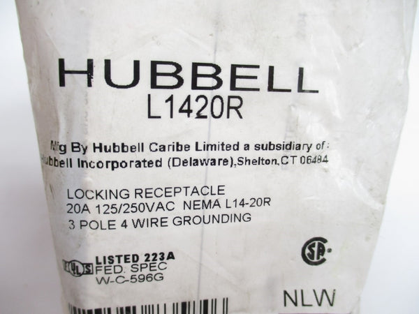 HUBBELL L1420R 125/250VAC 20A NSMP