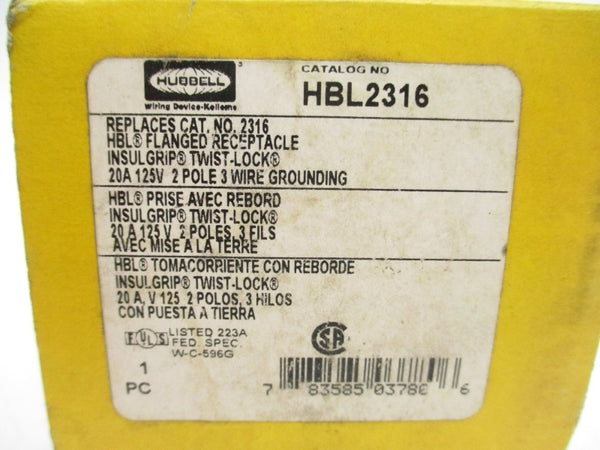 HUBBELL HBL2316 125V 20A NSMP