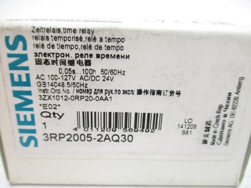 SIEMENS 3RP2005-2AQ30 24VAC/DC 4A 0.05S-100H NSMP
