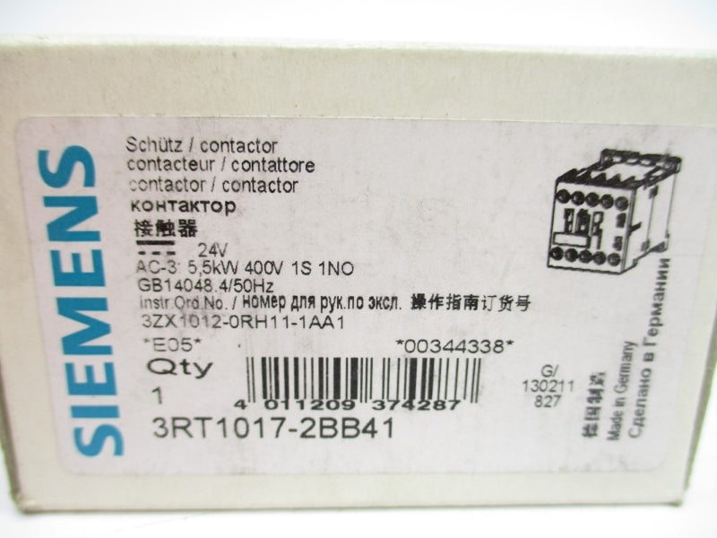 SIEMENS 3RT1017-2BB41 24VDC 20A NSMP