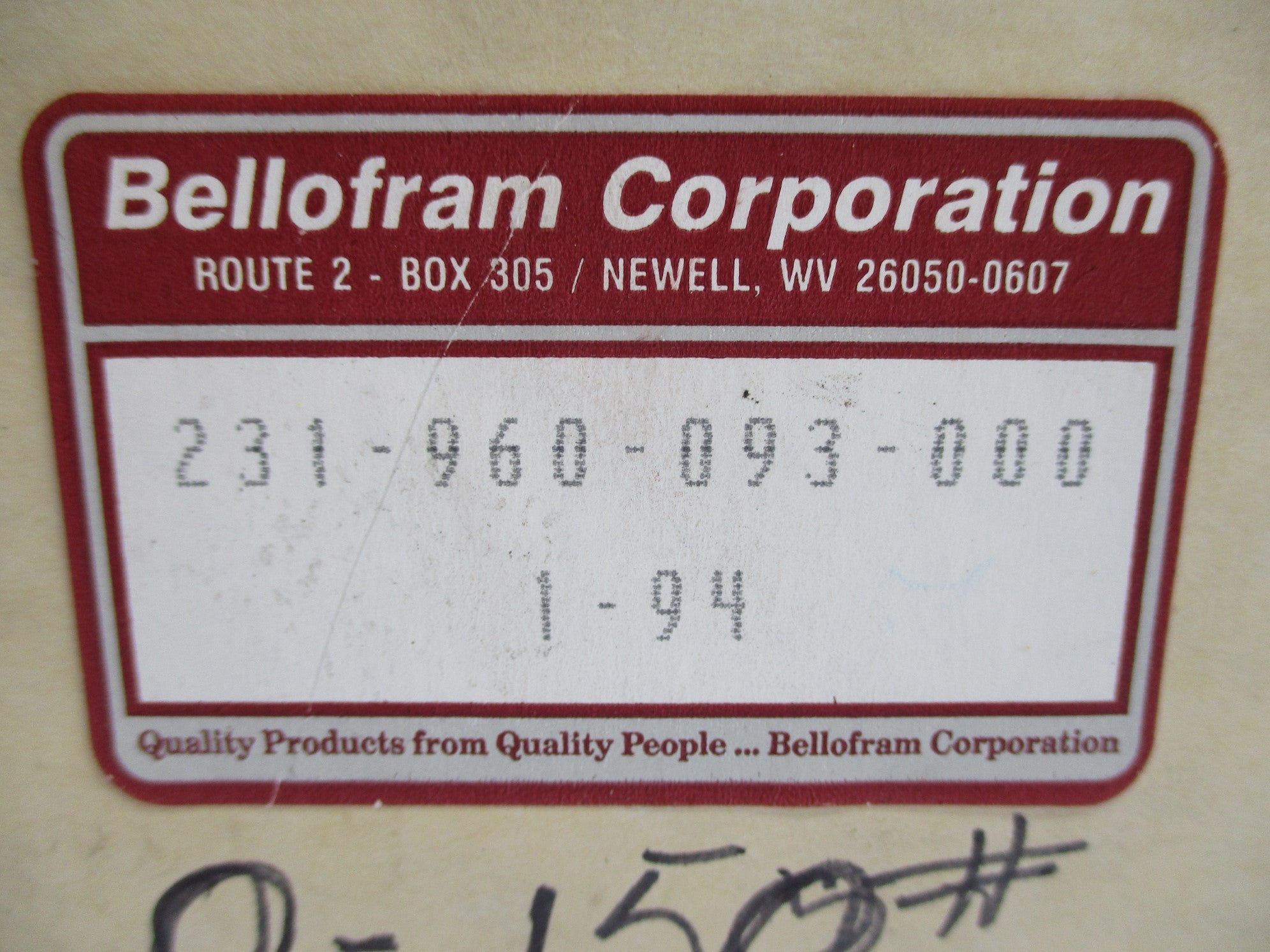 BELLOFRAM 231-960-093-000 2-150PSIG NSMP