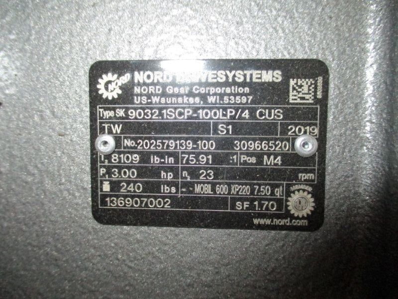 NORD DRIVE SYSTEMS 9032.1SCP-100LP/4CUS W/ SK100LP/4CUSTW 230/460V 7.68/3.84A NSMP