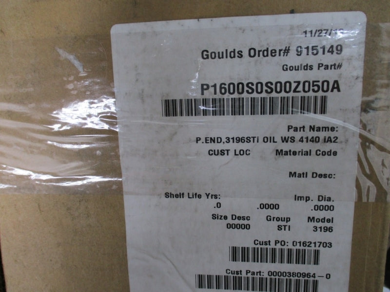 GOULDS PUMPS 3196 POWER END 163789 P1600S0S00Z050A NSMP
