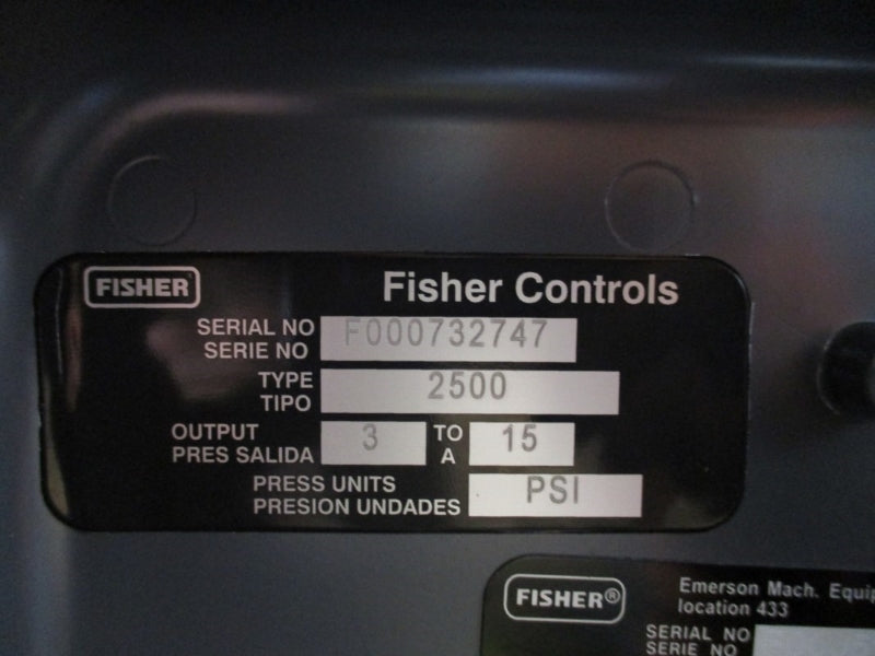 FISHER LEVEL DISPLACER TYPE:249C 2500 249C FS-67CFR-362 3-15PSI NSMP