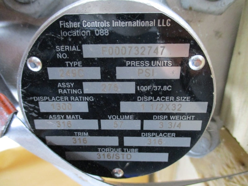 FISHER LEVEL DISPLACER TYPE:249C 2500 249C FS-67CFR-362 3-15PSI NSMP