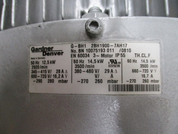 GARDNER DENVER G-BH1 2BH1900-7AH17 BN10075193011/0810 720V 28A NSNP