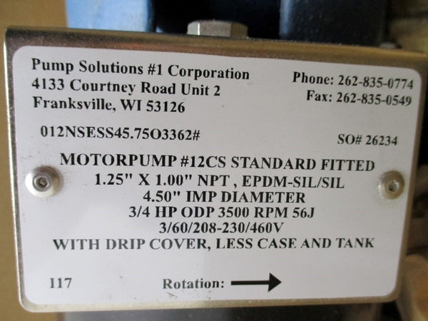 PUMP SOLUTIONS 012NSESS45.75O3362# W/ WEG 15DEZ2016 .7536OS3EJP56J-S 208-230/460V 2.74-2.48/1.24A NSMP
