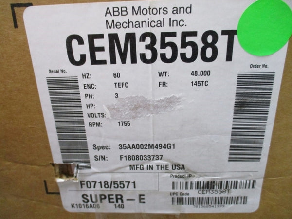 BALDOR CEM3558T 35AA002M494G1 208-230/460V 6-5.8/2.9A NSMP