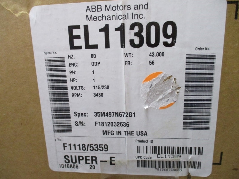 BALDOR EL11309 115/230V 7.8/3.9A NSMP