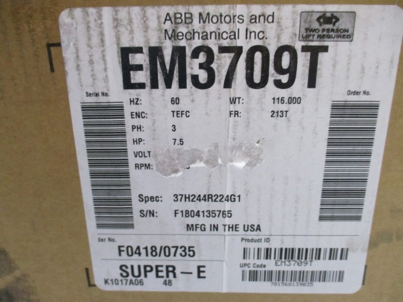 BALDOR EM3709T 208-230/460V 19.4-18/9A NSMP